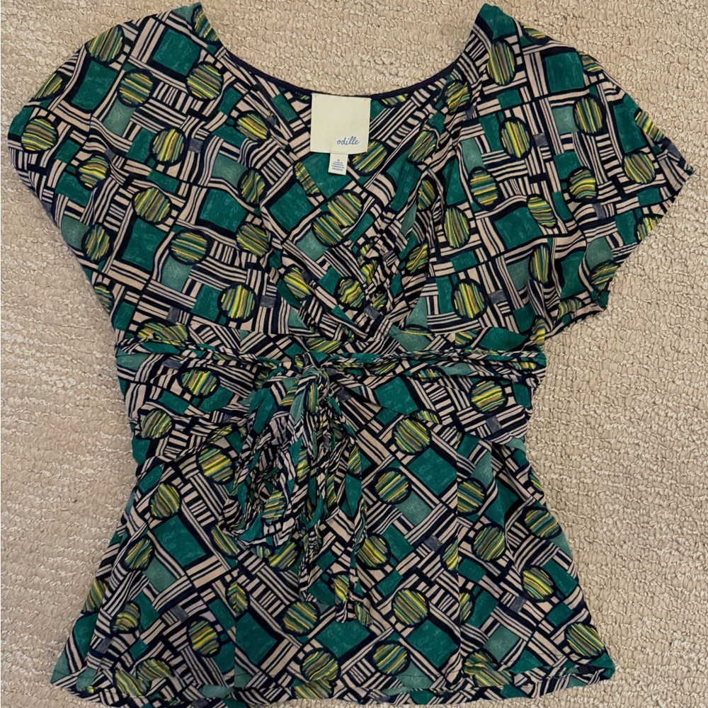 Odille Green Patterned Women's Top